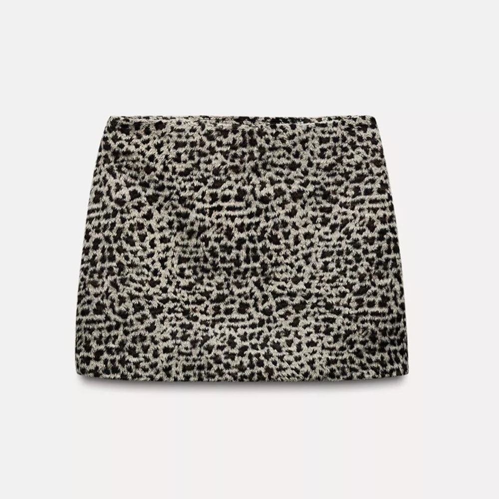 NWTS Zara Grey Leopard Print Mini Skirt Size XS